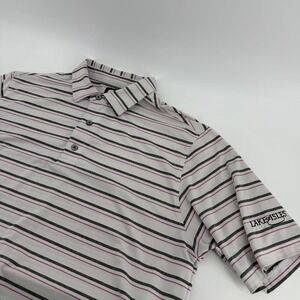 FootJoy Mens ProDry Striped Golf Polo Shirt White Purple Lake of Isles Large